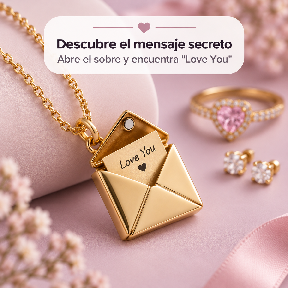 Collar sobre abierto con mensaje Love You